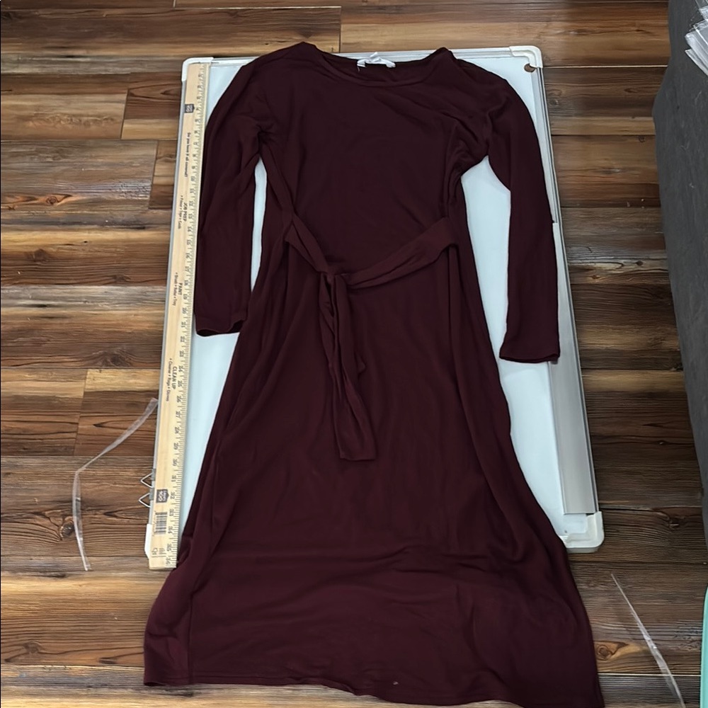BB Dakota Burgundy Jersey Long Sleeve Dress Sz S Elegant
